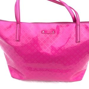 KATE SPADE large vinyl tote bag hot pink embossed